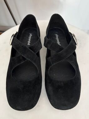 Jeffrey Campbell PLIETS Black Suede Ballet Flats - EUC